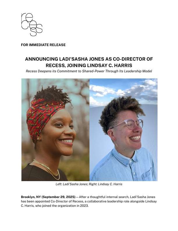 Ladi'Sasha Jones joins Recess as Co-Director