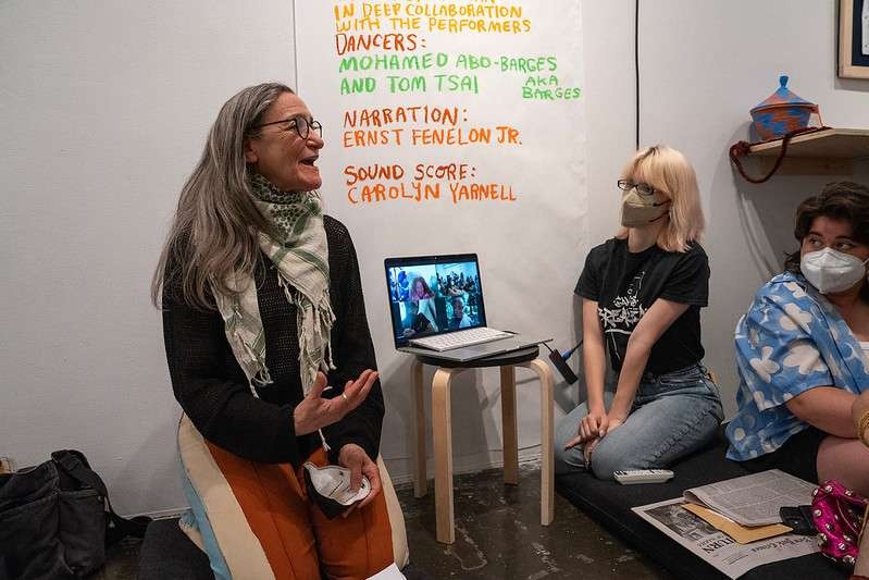 Images from the first draft of Detainee written choreography by Motasem Abu Hasan and sent to us from Jenin, West Bank, Palestine. Choreographic collaborators: Mohamed Abo-Bargs (aka Barges), Tom Tsai, and Suchi Branfman. Danced by Mohamed Abo-Bargs (aka Barges) and Tom Tsai. Followed by a community conversation, Freedom Tea Ritual, and a Dance Jam open to all. Photography by Manuel Molina Martago