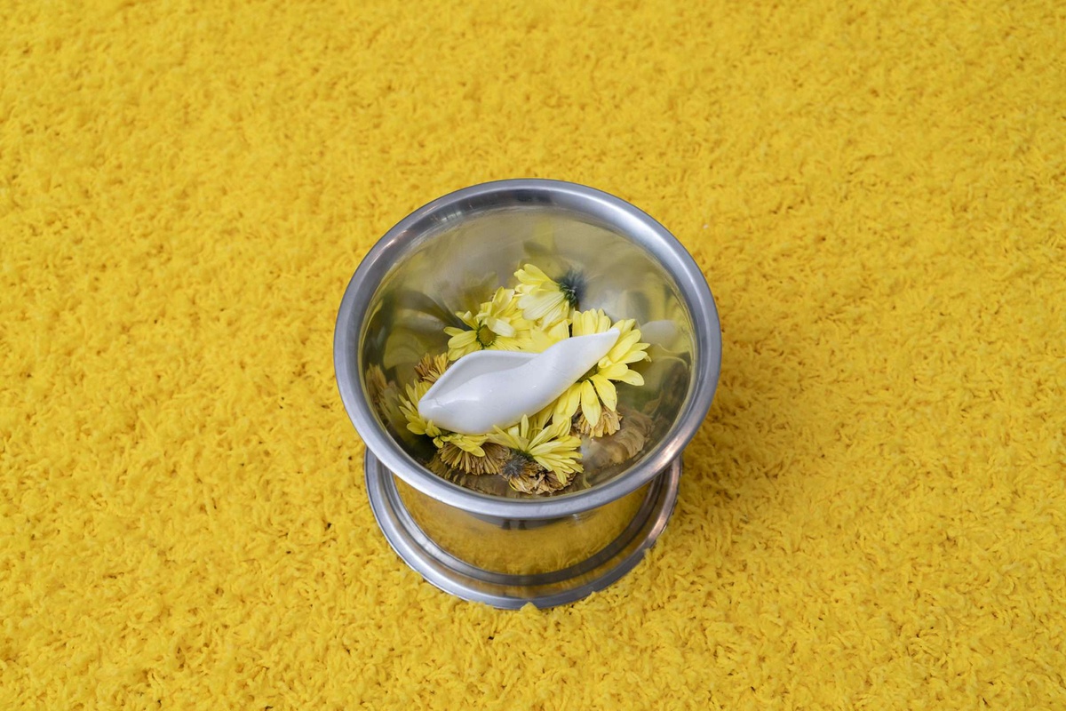 a photo of a metal mixing bowl