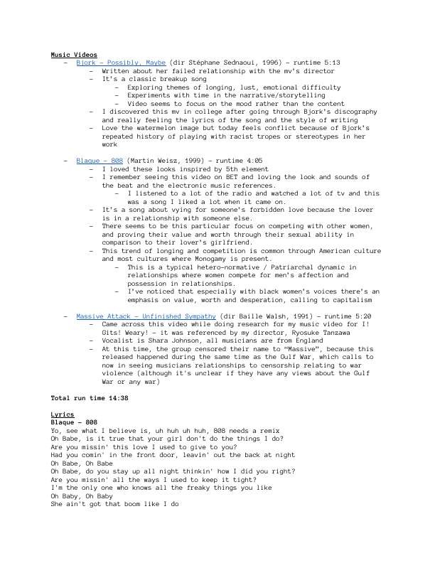 keiyaA's Screening Notes, Lyrics & Links 